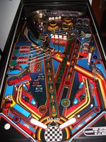 Image # 46275: F1 Grand Prix Playfield 
(The drop targets shown here are not original to this game.)