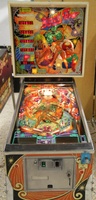 Image # 60609: Black Fever Cabinet - Front View 
(The black side walls of this playfield are replacements for the original wood. The playfield glass is from a Zaccaria game and has the Zaccaria logo etched into its corners.)