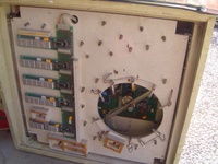 Image # 36554: Black Fever Behind Backglass 
(The rotating disc is missing where the hole in the insert is.)