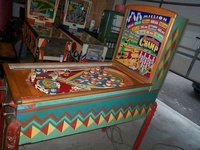 Image # 20587: Bowling Champ Cabinet - Right 
(Reproduction backglass. Picture is featured here to show cabinet detail.)