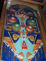 Image # 16613: Brite Star Playfield 
(The game in this image has had rubber rings stretched to block four of the six outlanes.)