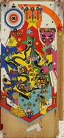 Image # 71723: L'Hexagone Stripped Playfield 
(The artist's signature can be seen in the red area near the outhole.)