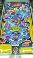 Image # 70206: Halley Comet Playfield - Alternate Plastics 
(The center playfield spinning target is missing from this game.)