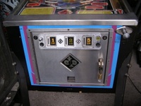 Image # 36494: Halley Comet Cabinet - Front 
(Headphone jacks on coin door.)