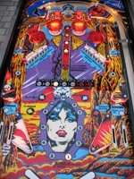 Image # 48316: Lady Death Playfield 
(The owner stated the playfield, plastics, and backglass (not shown in this listing) were obtained directly from Geiger.)