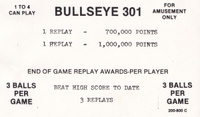Image # 71457: 301/Bulls Eye Score Card