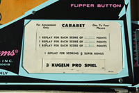 Image # 75890: Cabaret Sample Game - Score Card 
(Cabinet serial number 9473.)
