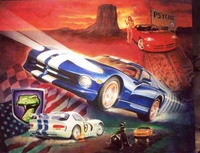Image # 26025: Viper Night Drivin' Original Painting For Production Backglass 
(Artist is Morgan Weistling.Acrylic paint on illustration board mounted on foam core.Dimensions 32 inches by 26 inches.)