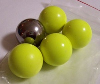 Image # 43559: Viper Night Drivin' Factory Glo-Balls 
(A conventional pinball is shown for comparison.)