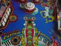 Image # 28200: Capt. Fantastic and The Brown Dirt Cowboy Orange Star Inserts - Middle Playfield 
(This playfield has orange star inserts, instead of the usual green ones. Game is serial number 3040.)