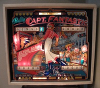 Image # 44263: Capt. Fantastic and The Brown Dirt Cowboy Early Production Backglass (Over The Top, no stars) 
(This is the Over The Top version of the backglass from game serial number 1088, the 88th game produced.)