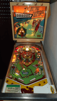 Image # 74348: Running Horse Illuminated Front View 
(The slingshot plastics and the center plastic are reproduction. The cabinet and the apron have both been repainted. The game in the flyer used white rubber rings.)