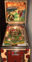 Image # 74349: Running Horse Illuminated Front View 
(The slingshot plastics and the center plastic are reproduction. The cabinet, coin door, and the apron have all been repainted. The game in the flyer used white rubber rings.)