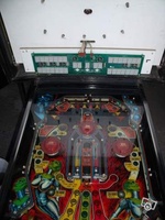 Image # 47197: Iron Balls Upper Playfield 
(The six drop targets at the very top of the playfield are all in the down position.)