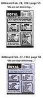 Image # 46427: Caravelle Billboard Ads 
(This distributor�s two ads are only a week apart. The first ad preceded William�s Billboard announcement of Caravelle while the second ad was published in the same issue as the announcement. The first ad might be a typographical error.)