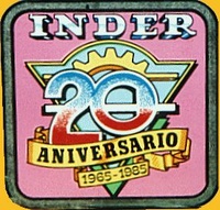 Image # 15856: Brave Team Anniversary Logo from Backglass 
(Inder the company was formed in 1965, and the logo reflects this. However, their earliest pinball game for which we have knowledge was made in 1970.)