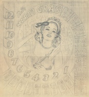 Image # 56525: Carnival Original Backglass Artwork 
(Artist is Lester Hilbrich.Pencil on art paper.Dimensions are unavailable.)