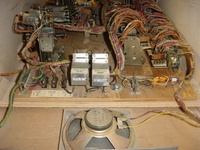 Image # 55546: Close Encounters of the Third Kind Sample Game - Inside Cabinet 
(The unused jack to the right of the Total Play meters is for a chime unit. Serial number 01104 S.)