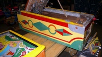 Image # 42749: Alice in Wonderland Cabinet - Left 
(The trim was painted yellow and appears to have been done a long time ago. This might mean the cabinet was repainted, but the owner stated the paint and pattern very much look authentic.)