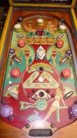 Image # 42747: Alice in Wonderland Playfield 
(The trim was painted yellow and appears to have been done a long time ago. This might mean the cabinet was repainted, but the owner stated the paint and pattern very much look authentic.)