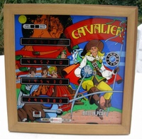 Image # 39520: Cavalier Promo Backglass 
(This manufacturer's promotional item is made of plexiglas with score numbers faked in.)