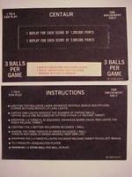 Image # 26322: Centaur Instruction and Score Cards