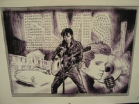 Image # 23852: Elvis� Original Translite Artwork 
(Photographed at Chicago Pinball Expo 2004.)