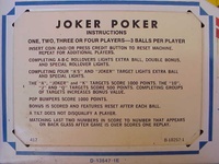 Image # 27343: Joker Poker Instruction Card