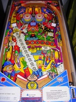 Image # 40438: Circus Playfield 
(The pop bumper caps do not match the game in the flyer and might not be original to this game.)