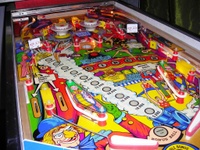 Image # 40439: Circus Playfield 
(The pop bumper caps do not match the game in the flyer and might not be original to this game.)