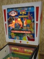 Image # 34666: King of Diamonds Stern Prototype - Illuminated Backglass 
(Photographed at Chicago Pinball Expo 2006.)