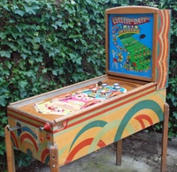Image # 59947: College Daze Cabinet - Full View 
(This game has a repainted backglass but is included here to show its other features. The left flipper should be white. Serial number 013073CD.)