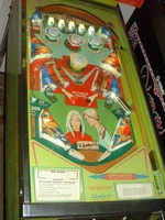 Image # 61907: College Queens Sample Game - Playfield 
(Light green upper ball arch, side trim, and card holder. Serial number '1018 S'.)