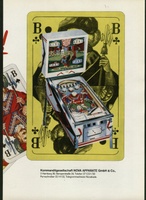 Image # 23030: College Queens German Ad, Right Side 
(From the German operator magazine Automaten Markt, October 1969. Playing cards are inexplicably featured in this ad.)