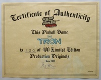 Image # 52755: Disney TRON Legacy (Limited Edition) Certificate Of Authenticity 
(Limited Edition number 130 of 400.)