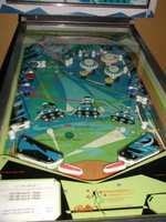 Image # 5990: Cosmos Playfield 
(This playfield has a post added to the left outlane in accordance with the manufacturer's Liberal Post Location Instructions.)