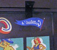 Image # 78805: Cover Girl Backglass - Reverse - Pennant Area 
(The pennant is silkscreened to allow it to be illuminated.)