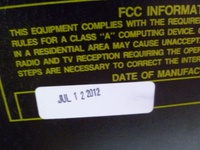 Image # 55830: X-Men Wolverine LE Date of Manufacture 
(Each game cabinet has its own dated sticker. Serial number 235748.)