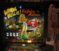 Image # 64770: Whoa Nellie! Big Juicy Melons� Illuminated Backglass 
(Serial number 4030-2. Photographed at Chicago Expo 2011.)