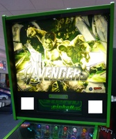 Image # 66027: The Avengers Hulk (Limited Edition) Illuminated Backglass 
(The after-factory speakers have been removed from this image. Serial number 238469.)
