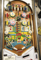 Image # 78451: Cross Town Sample Game - Playfield 
(A thin polycarbonate sheet has been placed on this playfield to protect it from further wear. Serial number 01017 S.)