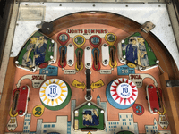 Image # 78452: Cross Town Sample Game - Upper Playfield 
(A thin polycarbonate sheet has been placed on this playfield to protect it from further wear. Serial number 01017 S.)