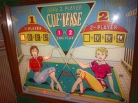 Image # 61330: Cue-Tease Illuminated Backglass 
(This cabinet has been repainted but is included to show its other features.)