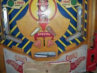 Image # 39867: Cyclone Lower Playfield 
(The game flyer shows that both flippers are supposed to be white. Serial number 053123C.)