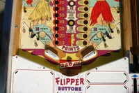 Image # 40965: Aloha Stripped Lower Playfield 
(The manufacturer did not design the playfield with a post between the flippers. The post shown here was added later.)