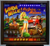 Image # 66034: Whoa Nellie! Big Juicy Melons� Illuminated Backglass 
(This backbox was placed into lamp test mode to illuminate all of the lamps simultaneously.)
