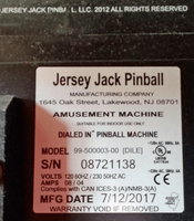 Image # 73331: Dialed In! (Limited Edition) Model Number and Serial Number 
(Serial number 08721138.)