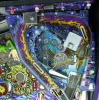 Image # 70151: Aerosmith (Limited Edition) Mini-Playfield 
(Each mini-playfield on the LE version was individually signed by the designer (John, shown here in gold ink). LE number 367 of 500.)
