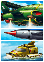 Image # 74593: Thunderbirds Original Cabinet Artwork - Detail 
(Artist is Federico Barbato.Hand drawn digital painting.Full cabinet side dimensions 52 3/4 inches by 25 13/64 inches.)