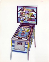 Image # 63123: Dipsy Doodle Promotional Photo - 5-digit Scoring 
(The lower playfield is marked for 4-digit scoring and the pop bumper caps are for 5-digit scoring . This game was likely temporarily assembled to make the photo without regard to this difference.)